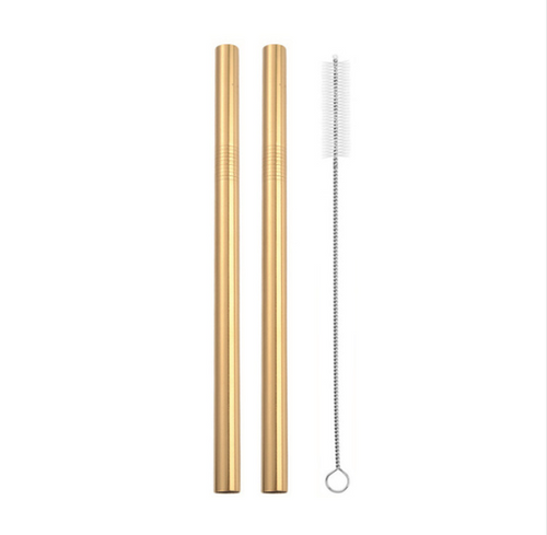 Color: Gold, Quantity: 2pcs-12mm, Model:  - 304 Stainless Steel Straw Straw Metal