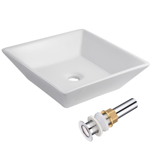 Square White Porcelain Vessel Sink-410mm Long