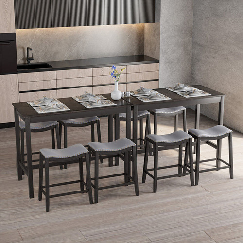 5-Piece Dining Set with 4 Upholstered Stools