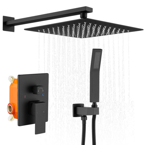 Shower System Shower Faucet Combo Set Wall Mounted with 12" Rainfall Shower Head and handheld showe