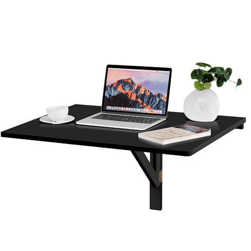 31.5 x 23.5 Inch Wall Mounted Folding Table for Small Spaces-Black - Color: Black