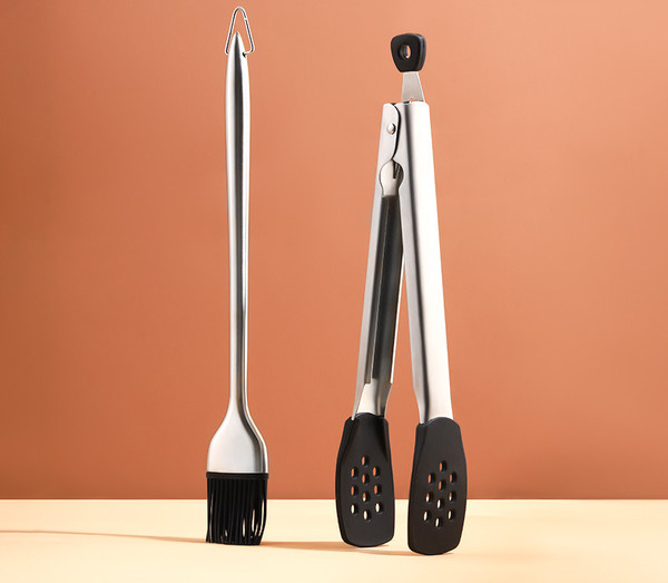 Color: G - 304 Stainless Steel Food Tongs Steak Barbecue Barbecue Bread Cake Food Tongs Silicone To