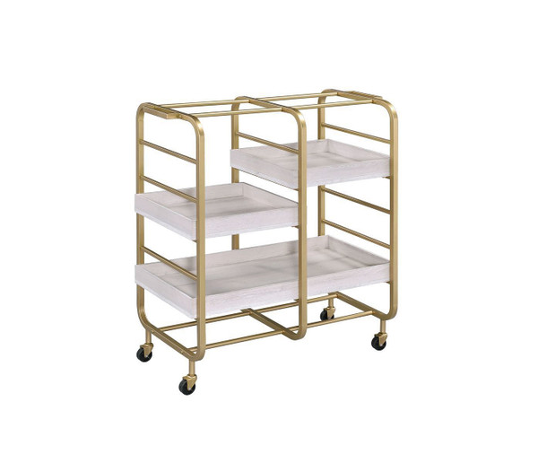 Vorrik Serving Cart; Gold & White-Washed YF