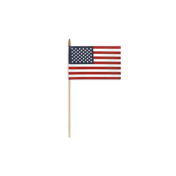 Mounted 4" x 6" USA Flag - Cotton