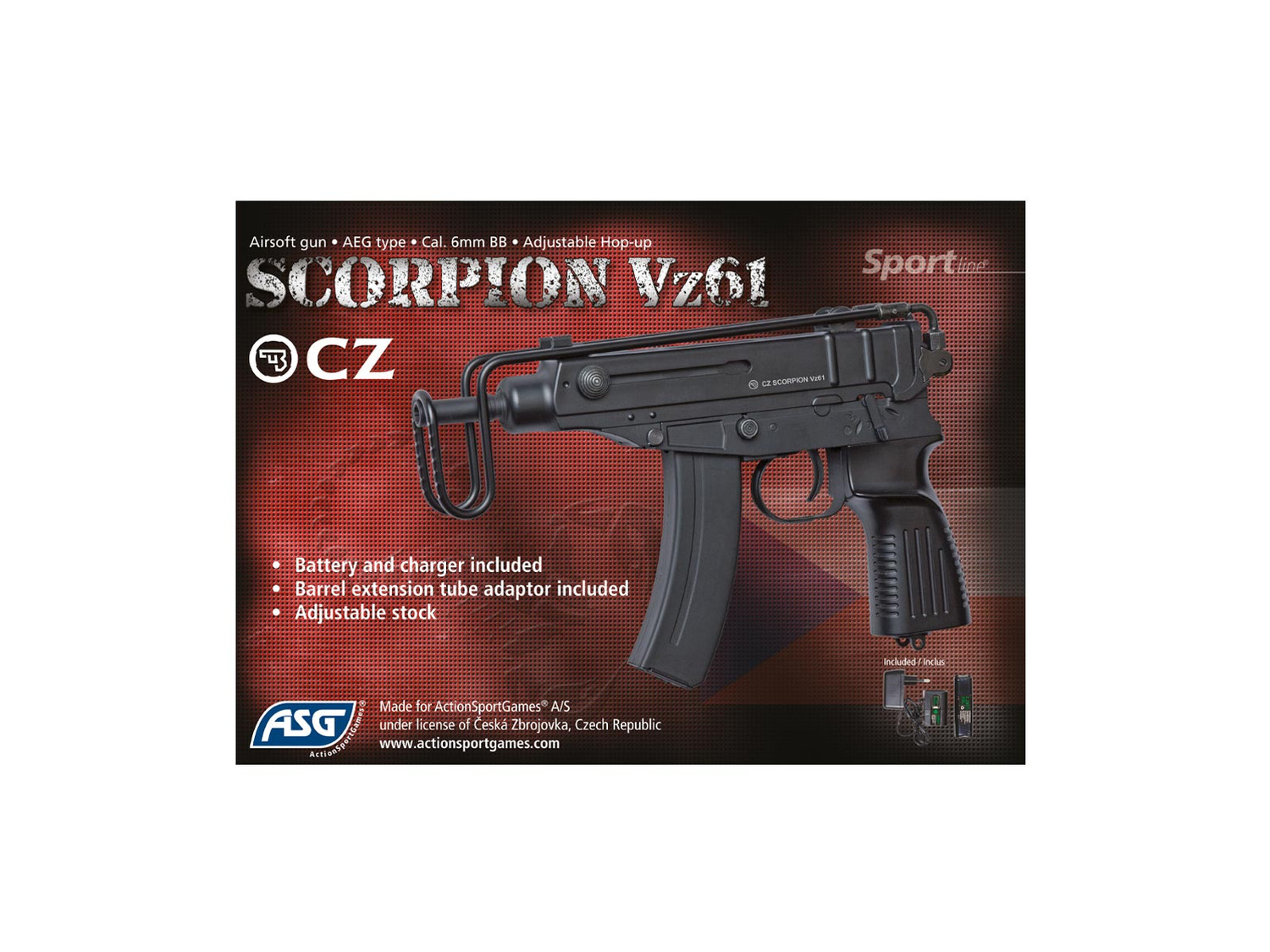 ASG - CZ SCORPION Vz61 AEG Airsoft Pistol in Black - WolfArmouries