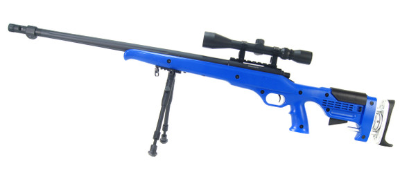 Well MB12 Custom VSR10 Airsoft Sniper Rifle with Fully Adjustable Stock in Two-Tone Blue