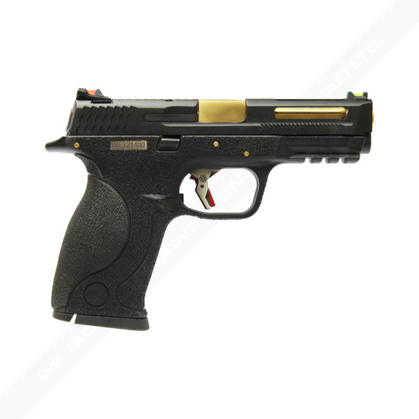 WE Tech BB FORCE T1 Airsoft Pistol in Black Slide with Gold Barrel