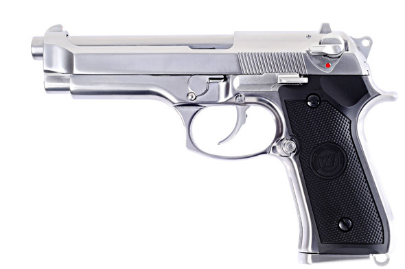 WE Tech M92 GEN 2 Gas Blowback Airsoft Pistol in Chrome/Silver