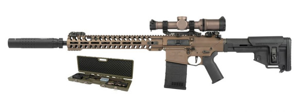 Ares AR-308L Deluxe Version Airsoft AEG Rifle DMR Set including Hard Case in Bronze