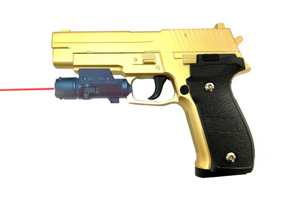 Galaxy G26A P226 Metal Airsoft Pistol with Laser Sight & Silencer in Gold