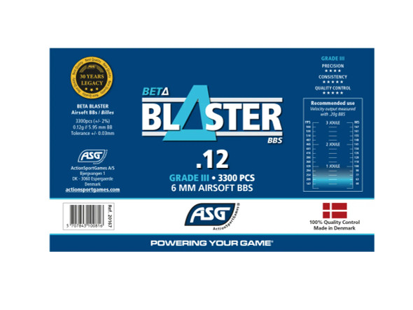 ASG Beta Blaster Airsoft BB Pellets 3300 x 0.12g in Bottle (Yellow)