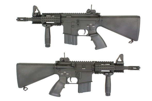 A&K M4 CQB-01 Airsoft Rifle with Gas Block Rail Accessory System in Black