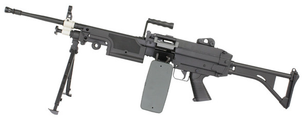 A&K M249 MKI Airsoft Rifle with Skeleton Stock in Black