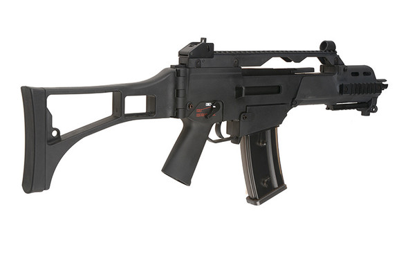 Army Armament R36 - G36 Replica Gas Blowback Airsoft Rifle with Foldable Stock. in Black