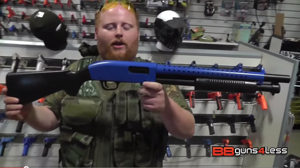 DBOY 003A Pump Action Airsoft Shotgun with Full Stock in Blue