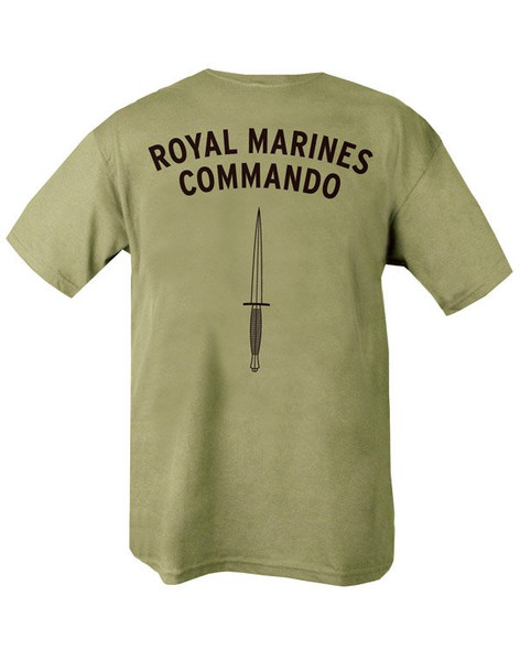 Kombat UK - Tactical Short Sleeve Royal Marines Commando Double Side Printed T-Shirt in OD Green