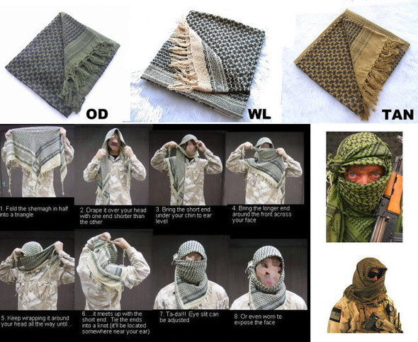 Kombat UK - Arab Shemagh SAS Kafiya Tactical Scarf in Sand & Black