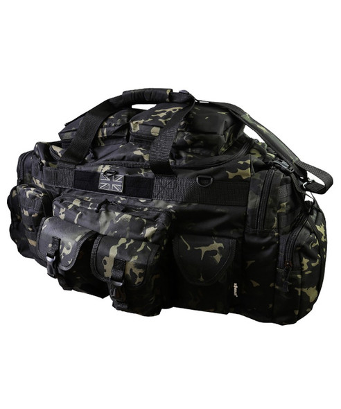 Kombat UK - Tactical Saxon 125L Holdall Bag with Multiple Pockets in Black Camo