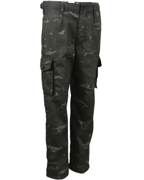 Kombat UK - Kids Army Trousers with Multiple Pockets in Black Camo