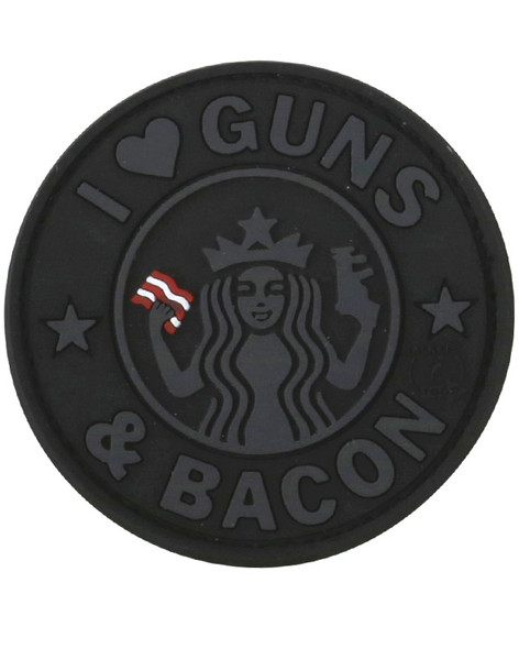 Kombat UK - Guns & Bacon PVC Tactical Patch with Velcro Back in Black
