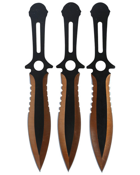 Kombat UK - Deluxe Triple Throwing Tactical Knife Set in Orange