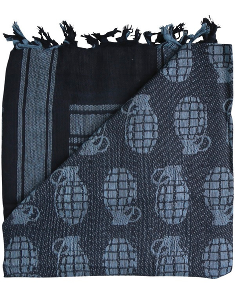 Kombat UK - Arab Shemagh Army Scarf with Grenade Pattern in Black and Grey