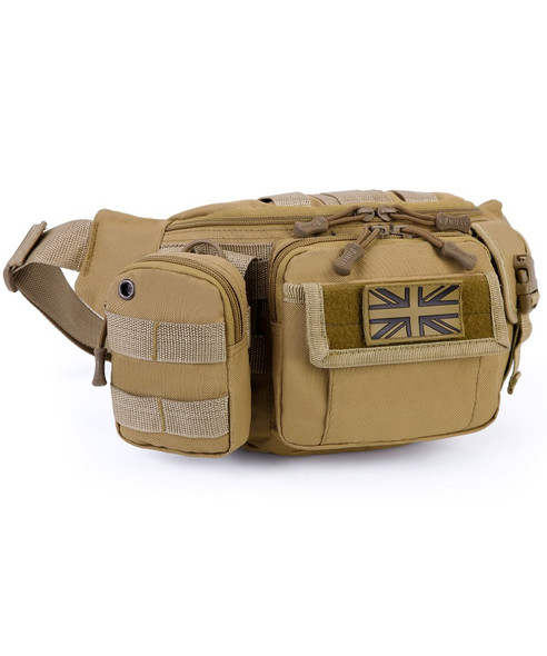Kombat UK - Delta Tactical Waist Bag with Multiple Pockets in Coyote Tan