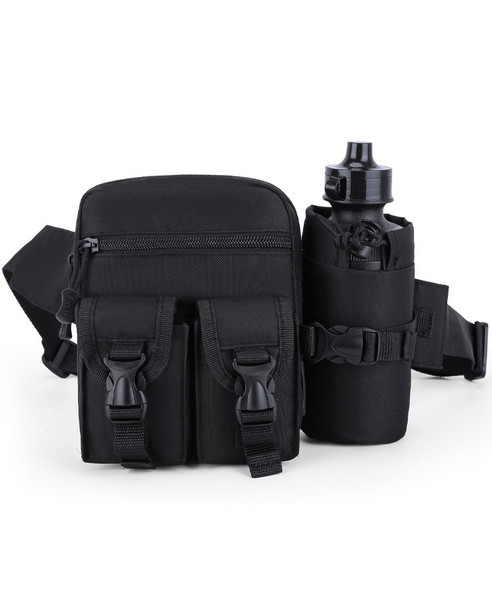 Kombat UK Pioneer Waist Bag & Bottle with Adjustable Strap in Tactical Black