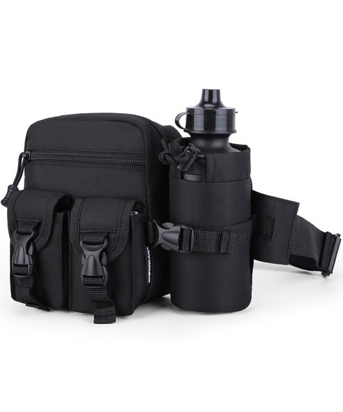 Kombat UK Pioneer Waist Bag & Bottle with Adjustable Strap in Tactical Black