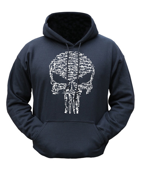 Kombat UK - Skull / Guns Print Hoodie in Tactical Black