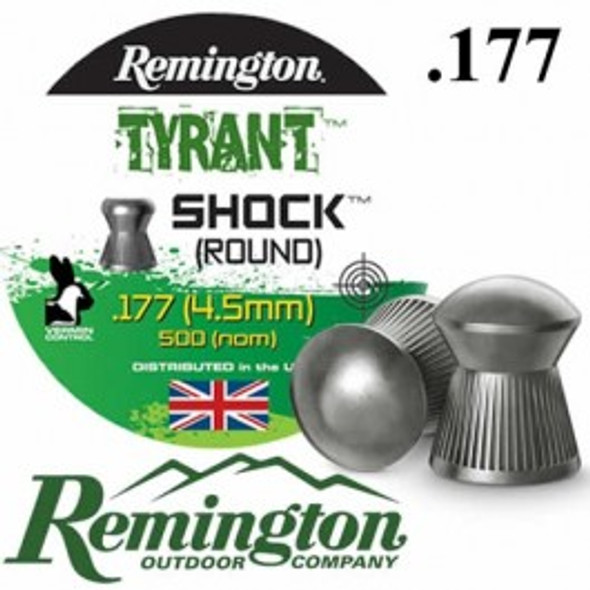 Remington .177 4.5mm Air Gun Pellets Tyrant Shock Round (Tin of 500 Pcs)