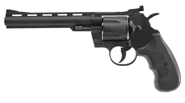 Hwasan 1312 Co2 Powered Metal Airsoft Revolver 6" in Black