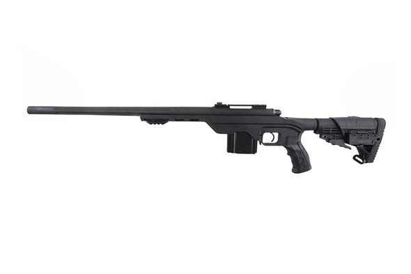 King Arms MDT LSS Gas Airsoft Sniper Rifle with Adjustable Stock in Tactical Black