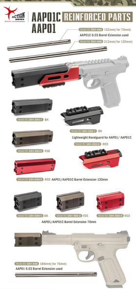 Action Army AAP-01 Airsoft Pistol Barrel Extension Long (130mm)