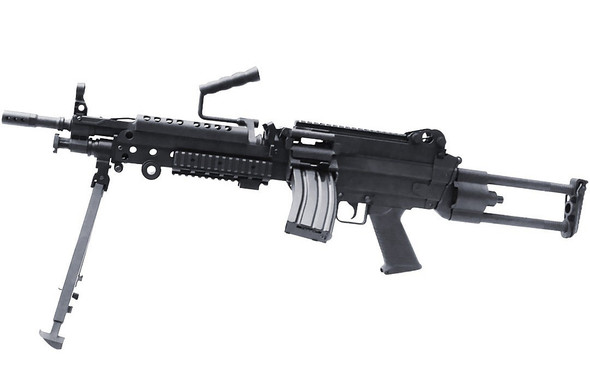 S&T M249 SAW Para Version Lightweight Airsoft Rifle with Bipod in Black