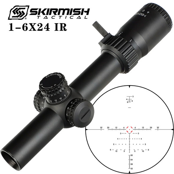 Skirmish Tactical - LR1-6X24IR 30MM SFP Red Illuminator LPVO Rifle Scope in Black