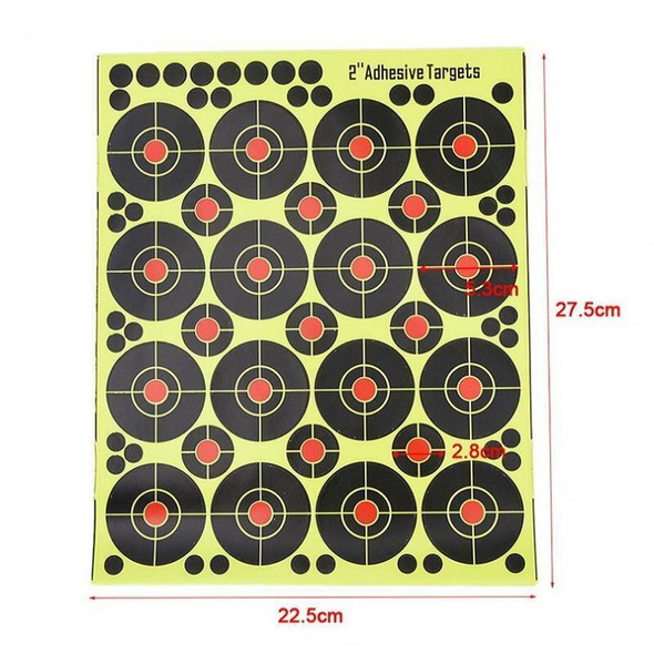 Skirmish Tactical - 2" Adhesive Targets - Shot & See - x25 Sheets - Bright Fluorescent Yellow
