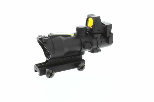 Skirmish Tactical Adjustable 4x32 Prism Rifle Scope Fibre Optic Illuminated with Red Dot in Black