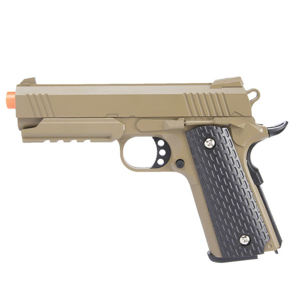 Galaxy G25 K Warrior Full Scale Metal Spring-Powered Airsoft Pistol with Rail in Desert Tan