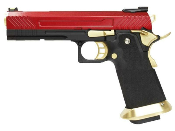 Armorer Works Custom Hi-Capa Gas Blowback Airsoft Pistol Red Slide Gold Barrel (AW-HX1104)