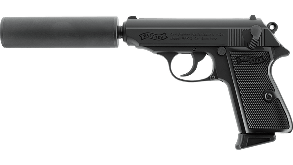 UMAREX Walther PPK/S Gas Blowback Airsoft Pistol with Silencer Kit in Black