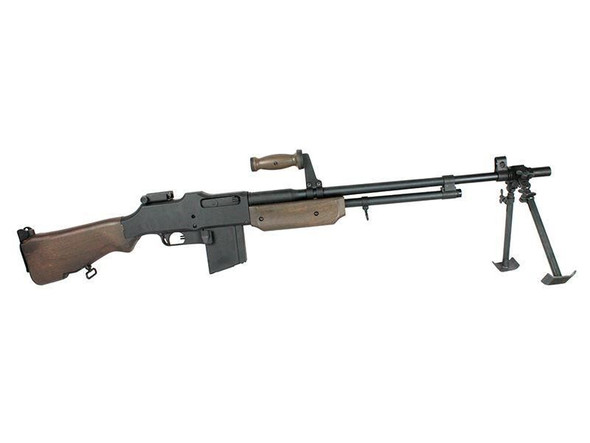 S&T BAR M1918A2 WW11 Airsoft Support Rifle with Extendable Bipod in Real Wood - (STAEG102RW)