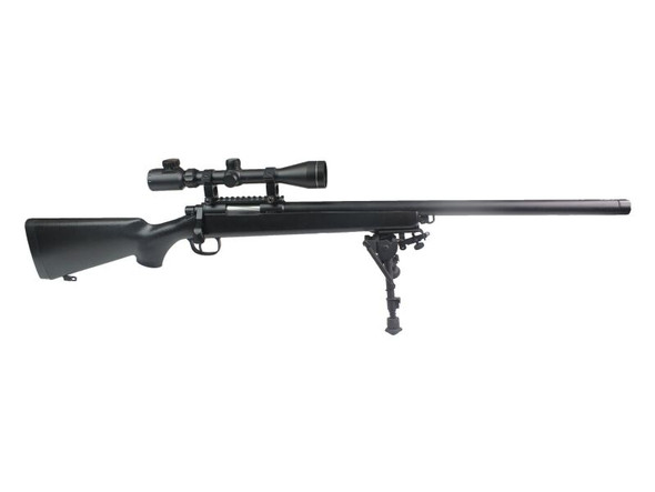 Double Bell 201-E VSR-10 Spring-Powered Bolt Action Sniper Rifle with Scope & Bipod in Black