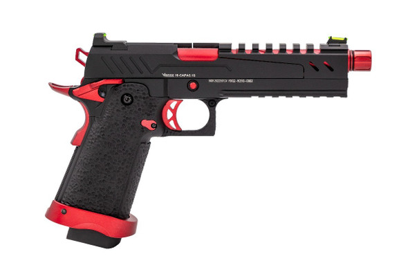 Vorsk Hi-Capa 5.1s Split Slide Gas Blowback Airsoft Pistol in Black (Red Match)