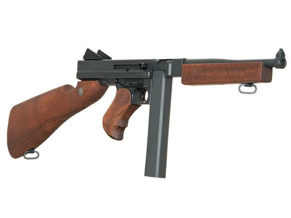 Ares Thompson M1A1 AEG Electric Blowback Airsoft Rifle with Stick Magazine in Real Wood (SMG-005)