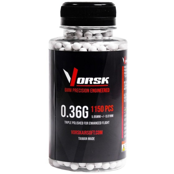 Vorsk Airsoft BB Pellets 0.36g 1150 Rounds in White