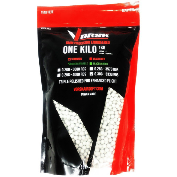 Vorsk Precision Bio Airsoft BB Pellets 0.30g in Green- 1Kg Bag (3,330 Rounds)