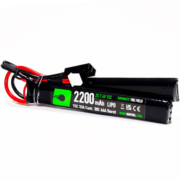 Nuprol 2200mAh 7.4V 15C Airsoft LiPo Battery with Deans Connector (Nunchuck)