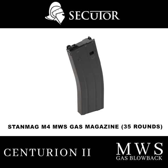 Secutor Centurion II MWS STANAG Gas Blowback Airsoft Rifle Magazine 35 Rounds in Black