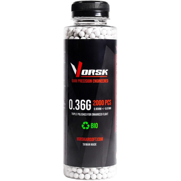 Vorsk 6mm Precision Airsoft Bio BB Pellets 0.36g in White (2000 Rounds)